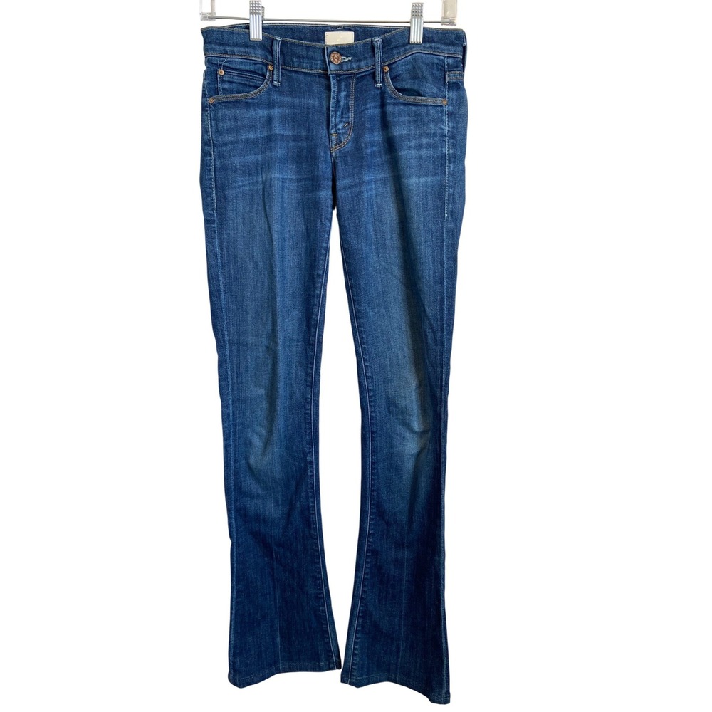 Mother The Runaway Flare Jeans Flowers From the Storm Blue Denim Size 25